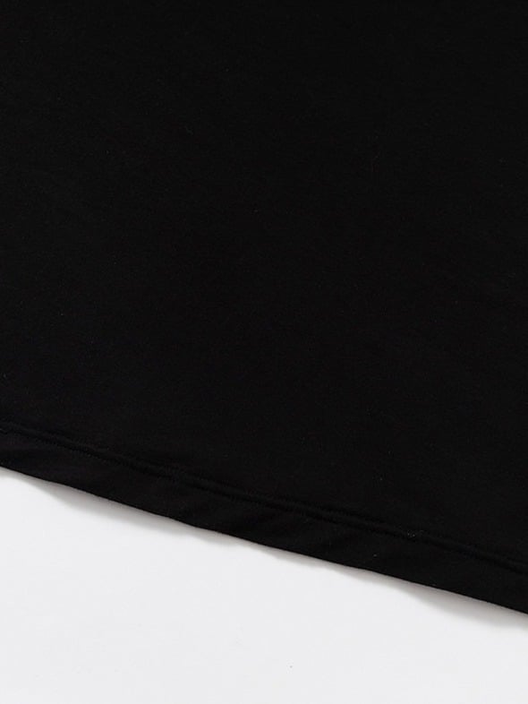 Asymmetrical Batwing Sleeve Black Bodycon Dress with Wing Print - NO ROMANCE