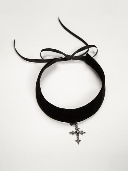 Black Cross Pendant Choker