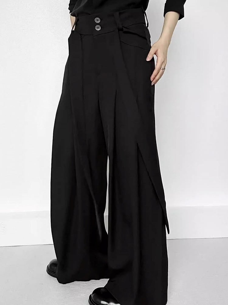 with Pants Belt Ouji Wide-leg Slant Black Loops Lolita Pockets