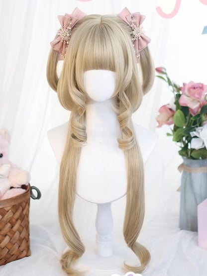 Schnitt lang Hime mit Perücke 70-75cm Pony blond