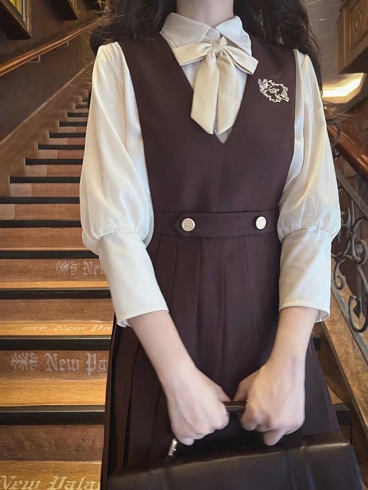 Leg-of-Mutton Yellow Creamy Sleeves Chiffon Shirt