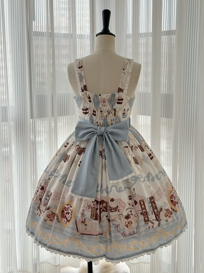 Alice in Wonderland Bunny Print Sweet High Waist Lolita Dress