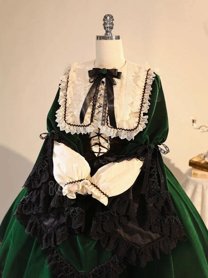 Rozen Maiden Jade Stern Grünes Samtkleid Lolita-Stil Cosplay Kostüm