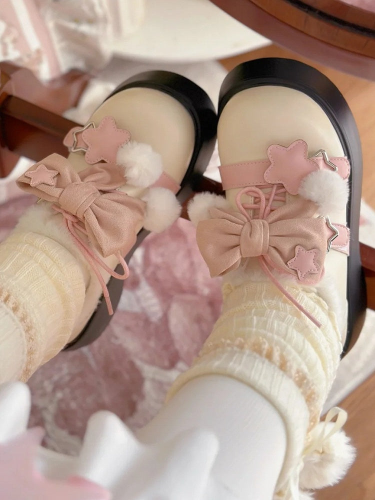 Accents Winter Star Fleece-Lined Sweet Beige Pink - Plateauschuhe