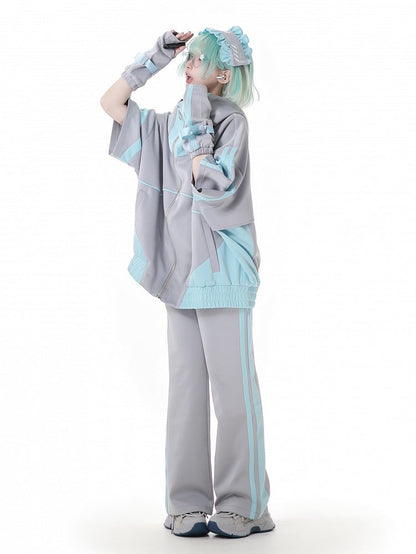 グリーンストライプのジライケイ スウェットパンツ グレー