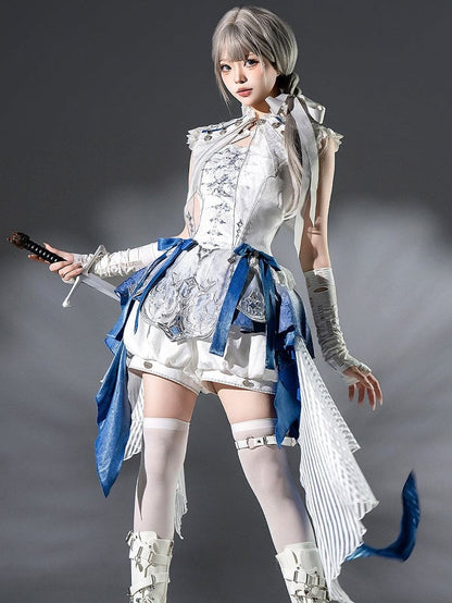 Elegantes Ouji Fashion Dreiteiliges Ensemble: Kleid