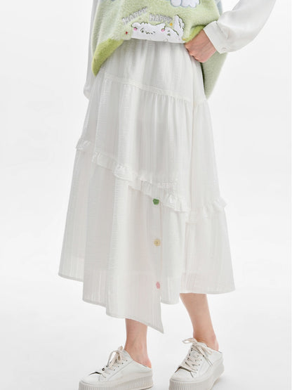 ホワイトアシンメトリーヘムスカート