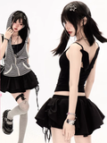 Bittersweet Black Angel Wings Back Cami Top Scoop Neckline with