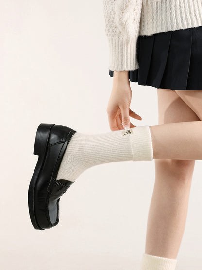 Colors) Ribbed Socks (2 Embroidery Bow with