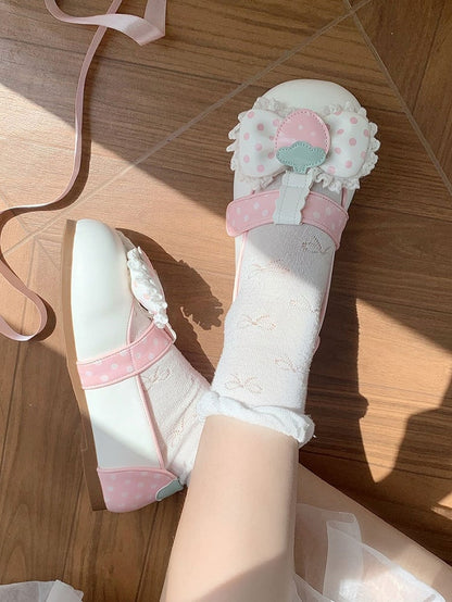 Lolita T-Bar Velcro Shoes Flat White Strap - Sweet