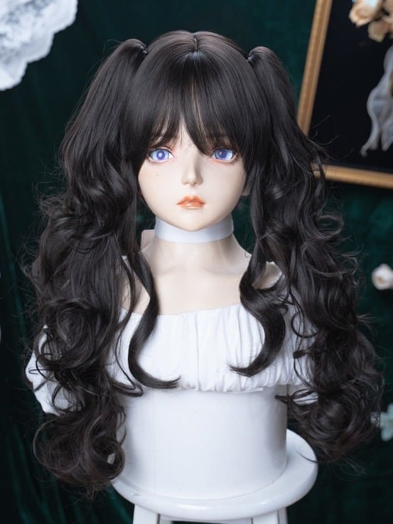 Black Tea 47cm Full Bang Wig & 51cm Double Wavy Ponytails - Alice Garden