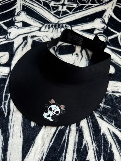 Protection Hat and Reaper Black Grim With Gothic White Print Sun