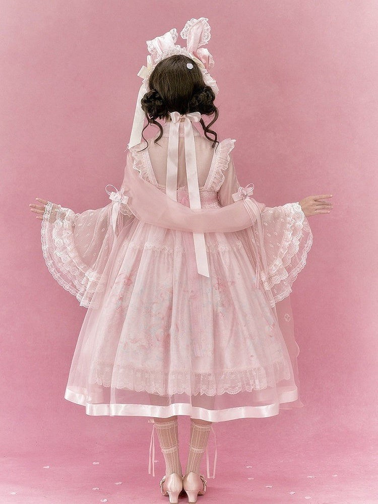 Chinoiserie Frog & Peach Embroidered Hanfu Dress with Overlay & Bows - Yimu Walnut
