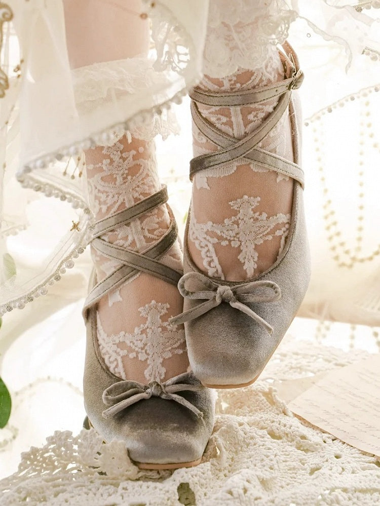 Sweet Heels Top Design Bow High Silver at Crisscross Lolita - PU Ballet