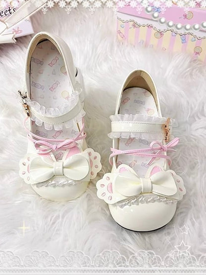 in Mid-heeled Shoes Design Sweet Bow Cat-paw Decor Round-toe Lolita