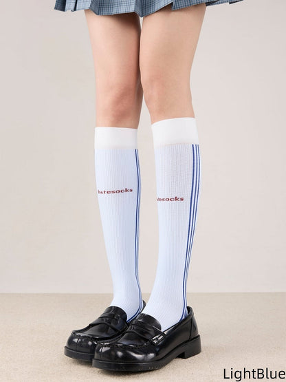Vertical Slimming Colors Calf Striped Sporty Pattern 4 Socks