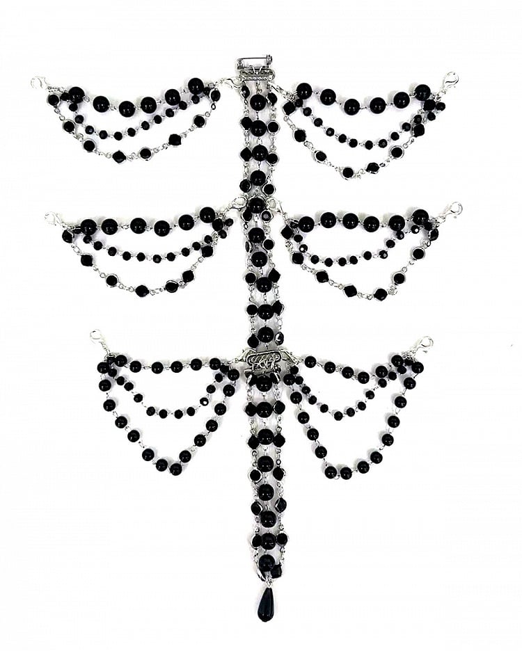 White Black Rib-shaped Bead Chain - LeMiroir LeMiroir | LilyVow
