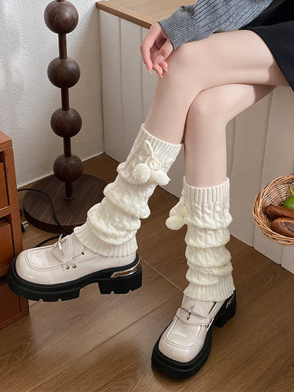 Lolita Warmers (6 Pom-Pom Cable-Knit Style Leg Colors)