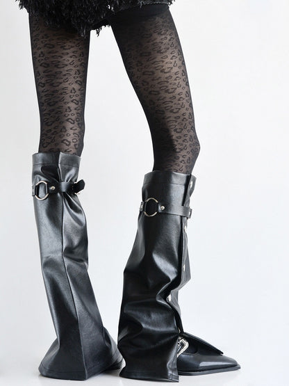 Tights Leopard Slimming Print Retro Black