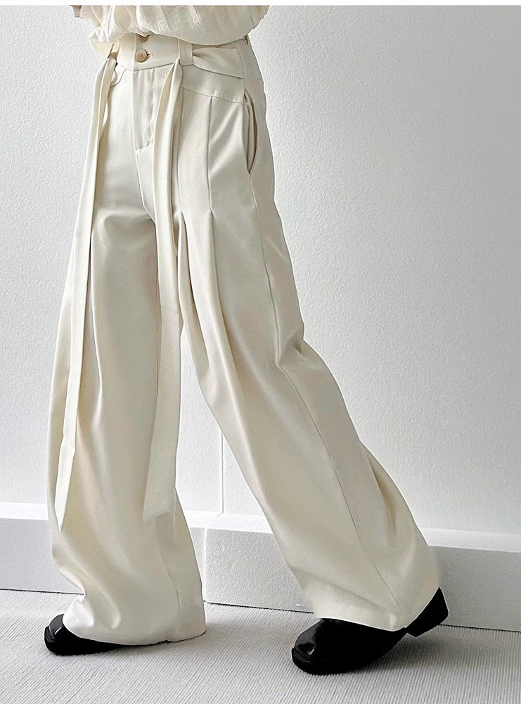 Apricot Ouji Pants with Lolita Design Wide-Leg High-waisted