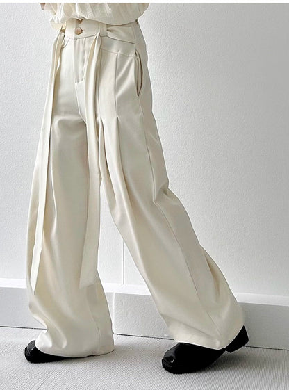 Apricot Ouji Pants with Lolita Design Wide-Leg High-waisted