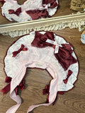 Bow Pink Red Bonnet Lolita with Accents