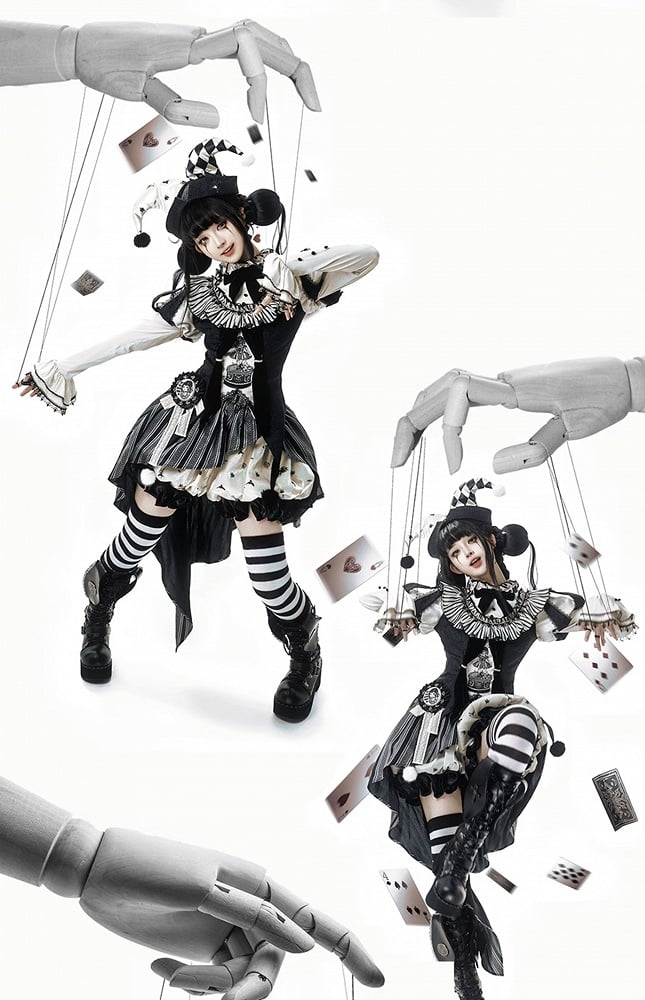 Komplettes Lolita Circus Ärmel Set in Schwarz – Vibes Sweet und Puff White