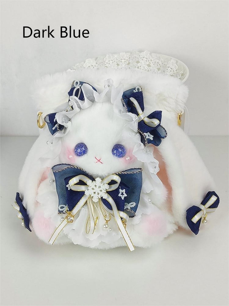 Bunny Accents with Bag Bucket Plush Bowknot White Size 9 Colors Flower Convertible - Large Strap