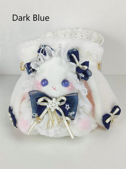Bunny Accents with Bag Bucket Plush Bowknot White Size 9 Colors Flower Convertible - Large Strap