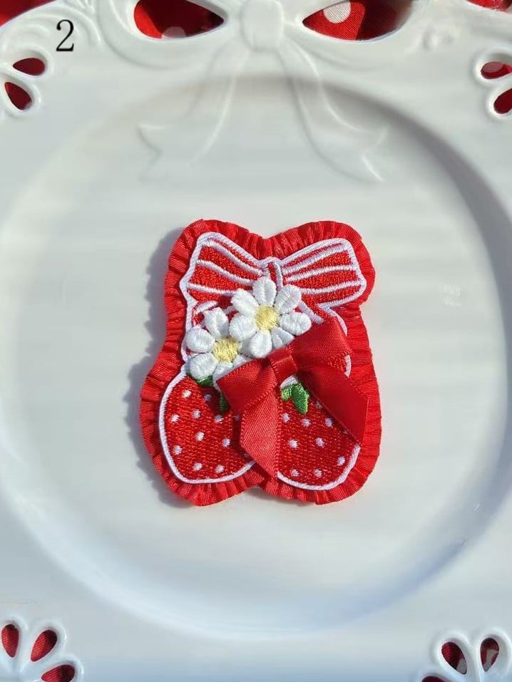 11 Decorated Bowknot Cherry/Strawberry/Cake Brooch/Hairclip Options