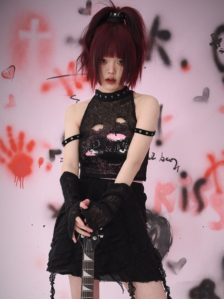 Asymmetrical Textured Skirt Black