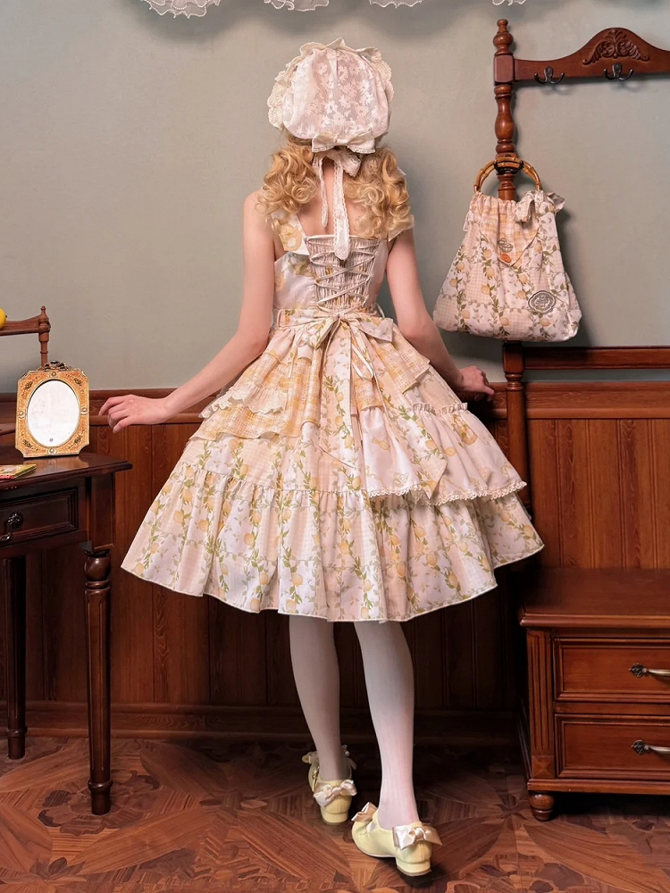 Lemon and Patchwork Lolita Sweet Print Skirt Dress Design Bunny