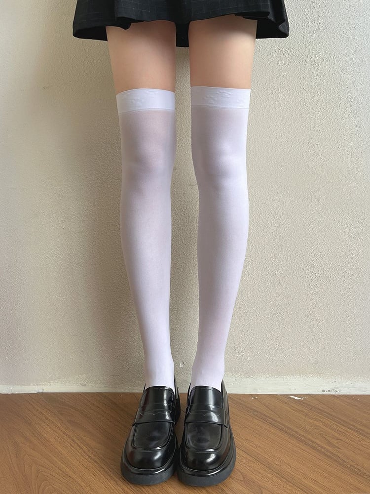 White/Milk Stockings White/Black Overknee