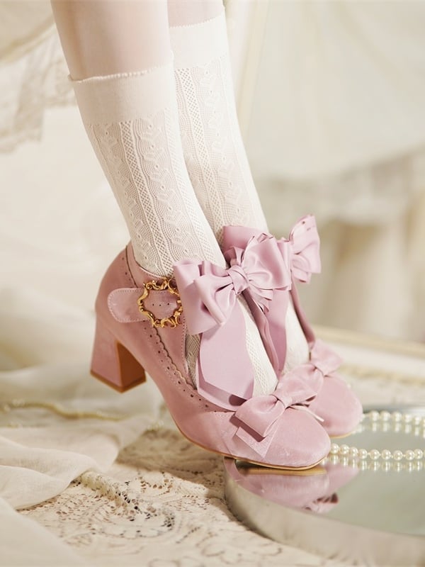 Bowknot High-heel Elegant in Shoes Lolita Details Pink
