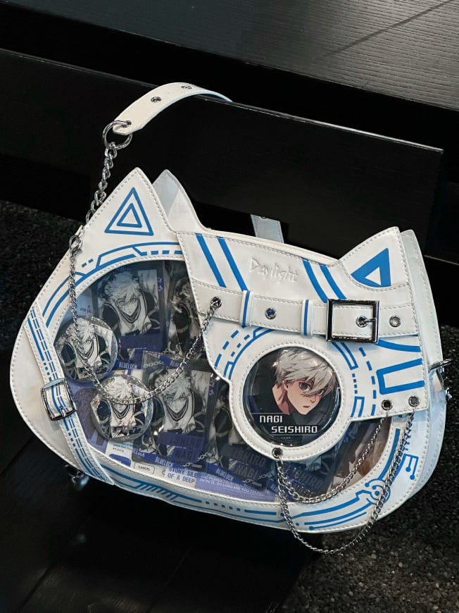 Cyberpunk Cat Glow-in-the-dark Ita Bag Blue White - Daylight