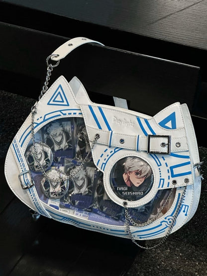 Cyberpunk Cat Glow-in-the-dark Ita Bag Blue White - Daylight