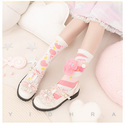 かわいいぬいぐるみがあしらわれたスイートロリータソックス