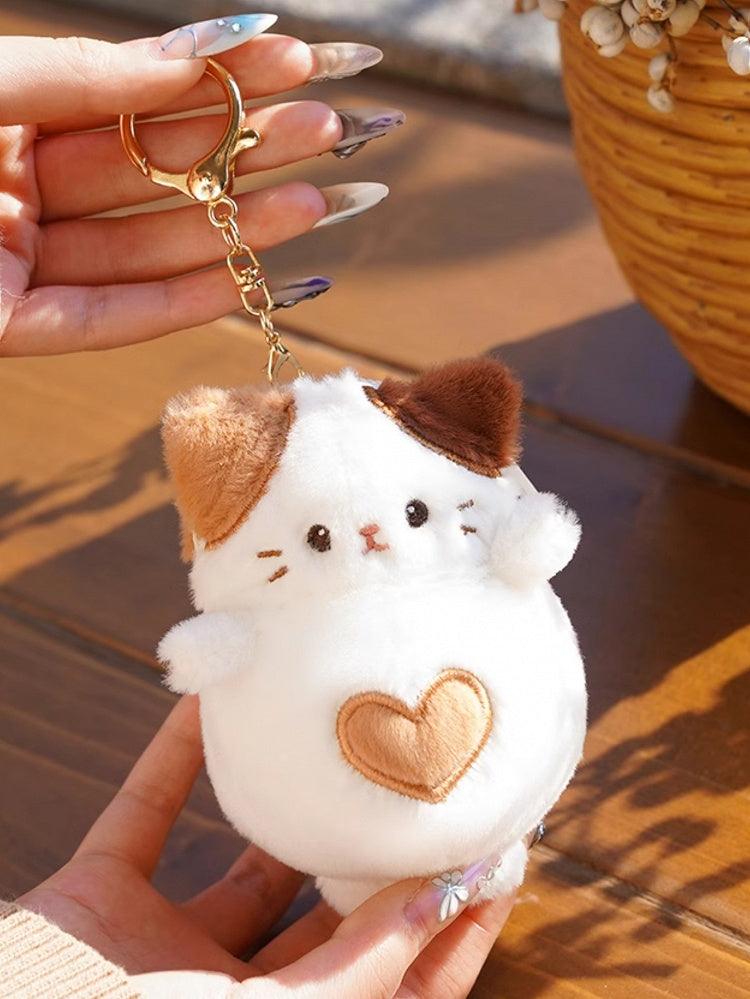 白いかわいい猫の形をしたぬいぐるみコインケースキーホルダー