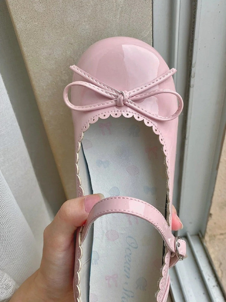 Snap Round Bow Pink 5cm Accents Lolita Janes Mary Sweet with Heeled