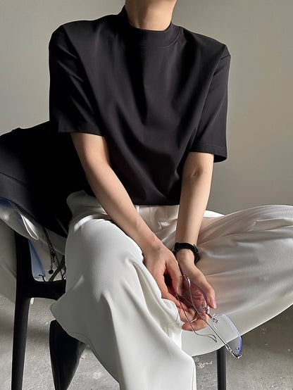 Lolita Neck Sleeve Black Ouji Short T-shirt Unisex Mock