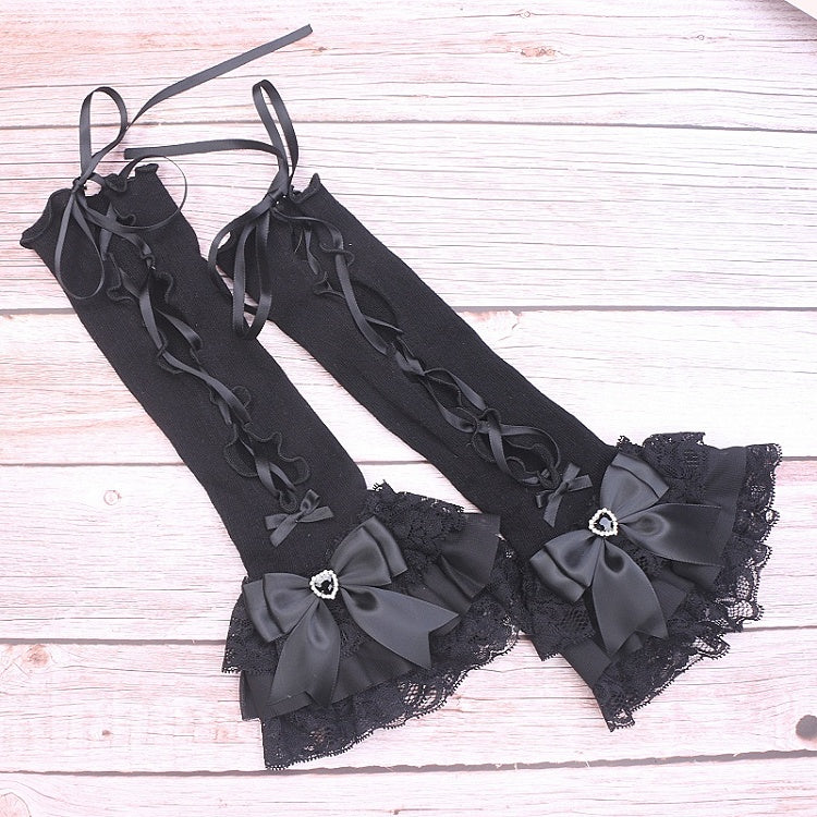 Rhinestone Bowknot Sleeves Options Arm Lace Color Kei Jirai 11