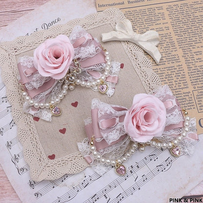 Floral Color Kei Pearl Hairclip 6 Options Chain Jirai Bowknot