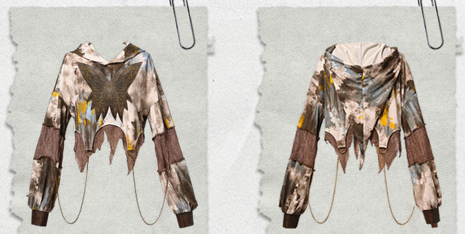 Light Punk Butterfly Brown Tie-dyed Chains with Wasteland Hoodie