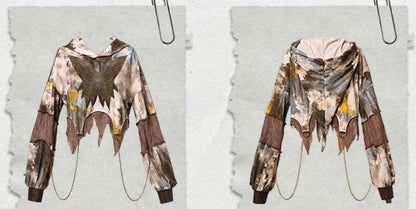 Light Punk Butterfly Brown Tie-dyed Chains with Wasteland Hoodie