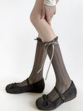 Gray Stockings Underknee Straps Self-tie Y2K