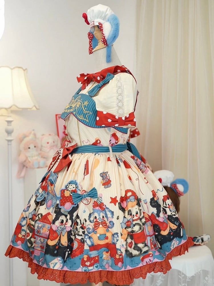 Puppy's Toy House Creamy High Waist Sweet Lolita JSK / Full Set