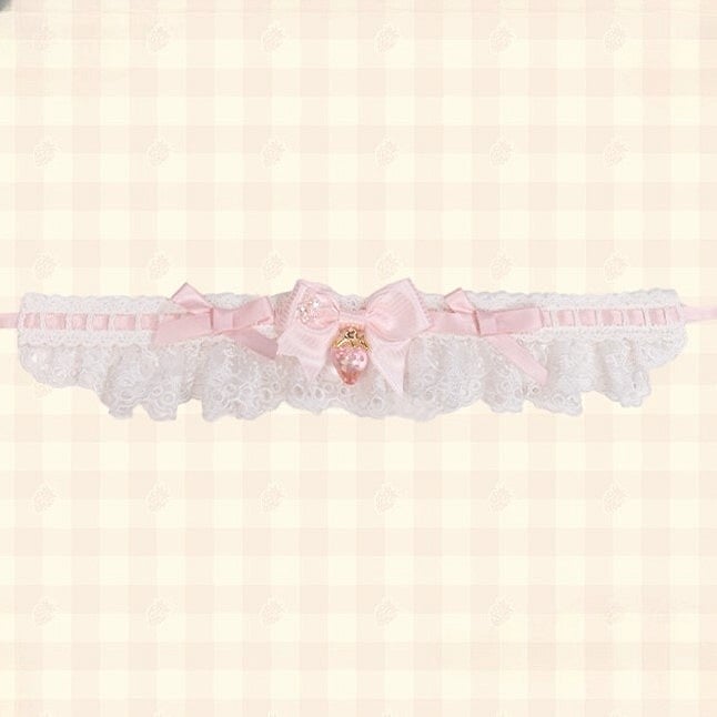 Pendant and Heart-shaped Lolita Red/Pink/Blue with Choker Lace Bow