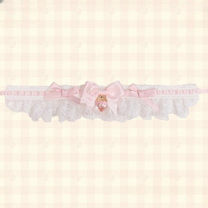 Pendant and Heart-shaped Lolita Red/Pink/Blue with Choker Lace Bow
