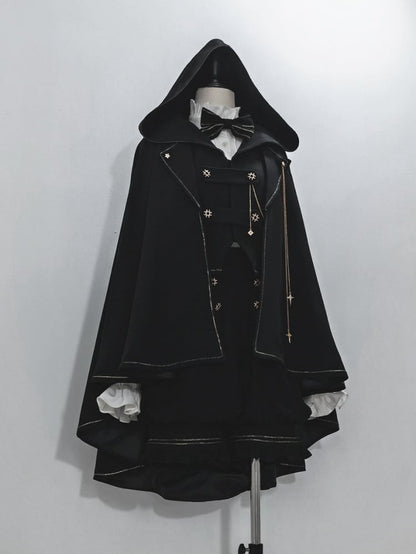 黒王子ロリータファッションハイローヘムラインケープ