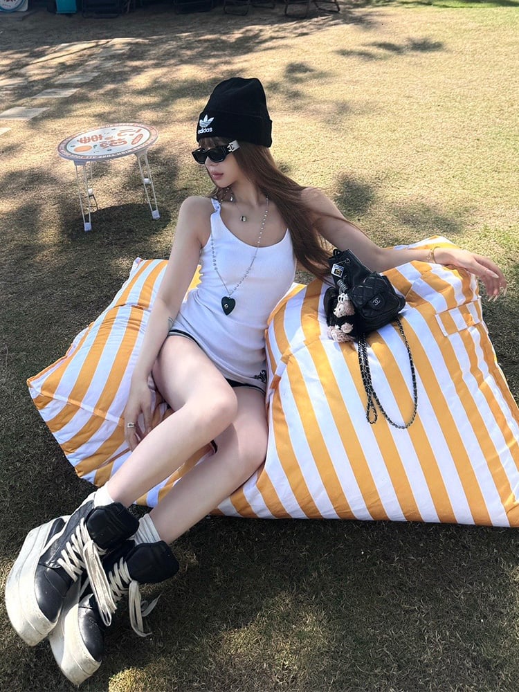 Length Racerback with Top Gothic Tank Print Script White Midi